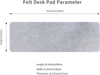 DawnTrees Felt Desk Pad,Keyboard Mat (35.5x12Inches),Large Felt Mouse Pad,Computer Desk Mat XL,Desk Protector for Office (Light Gray)