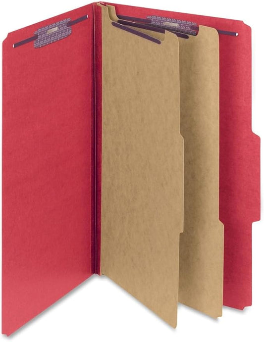 Smead Classification Folder, Legal, 2/5 Right of Center, 2 Dividers Bright Red, 10 per Box (19031)