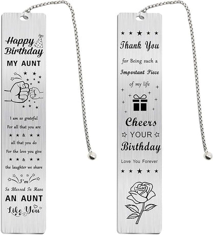 Happy Birthday Aunt Bookmark, Aunt Birthday Gifts, Aunt Birthday Decorations from Niece