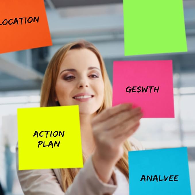 Zubebe 6 Pads 11 x 11 Inch Large Sticky Notes Jumbo Bright Colors Sticky Notepads Self Stick Note Square Memo Post Stickies for Office School, 25 Sheets/pad (Rainbow Color)