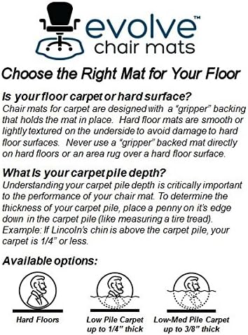 Evolve Modern Shape 42"x 56" Clear Office Chair Mat with Lip for Low and Medium Pile Carpet, Made in The USA by Dimex, C5D5001J