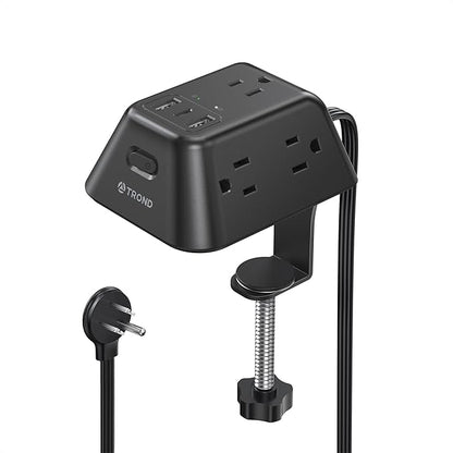 Desk Clamp Power Strip, Surge Protector with 5 AC Outlets and 3 USB Ports, Desk Mount Charging Station, Fit 1.97in Tabletop Edge Thick, 6FT Extension Cord, for Home Office Gaming Accessories