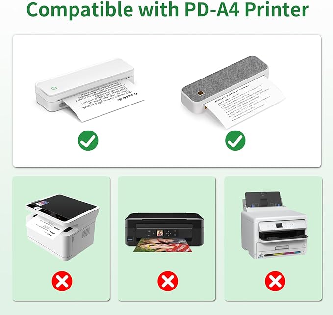 Thermal Printer Paper 8.5 x 11 Inch US Letter Size, Quick-Dry Fan-Folded Thermal Paper, Advanced Thermal Printing, Compatible with Gloryang&JADENS PD-A4 Portable Printer, 200 Sheets