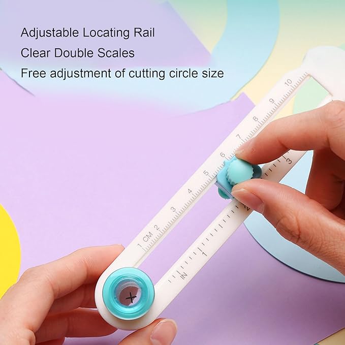 TOPINCN Portable Circle Cutter Circle Cutter Adjustable Paper Cutting Knife Trimmer Rotary Portable Round Model for Paper Crafts Fabric