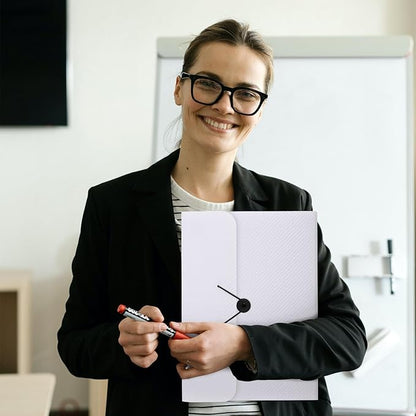SKYDUE Expanding File Folder with 7 Pockets, Accordion File Organizer, Portable Folders for Documents, School Office Supplies Bungee Closure, Letter/A4 Size White