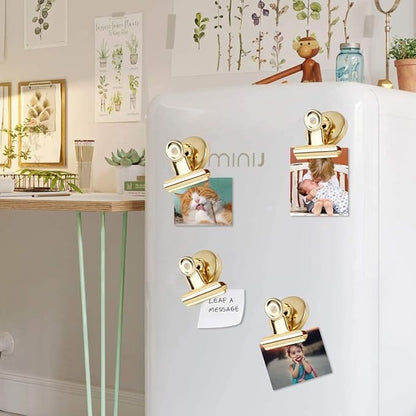 VNDUEEY 20pack Fridge Magnets Refrigerator Magnets, Magnetic Clips Heavy Duty, Detailed Locker List Display Paper Fasteners on Home& Office& Teaching (Gold)