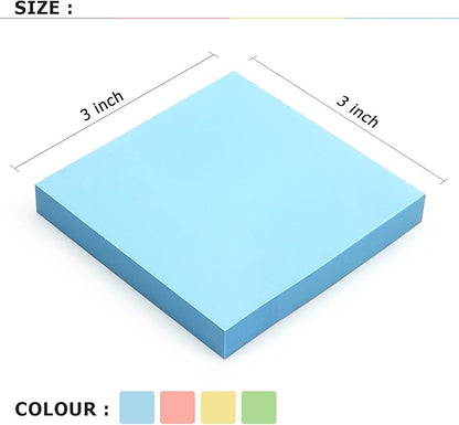Sticky Notes 3x3 Self-Stick Notes Bright Colors Sticky Notes 4 Pads 100 Sheets/Pad (Pastel)