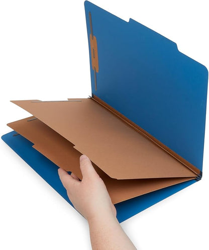 Blue Summit Classification Folders, Legal Size, 2 Dividers, Dark Blue – 10 Pack