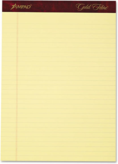 Esselte Corporation Perforated Pads,Legal,50 Sheets,8 1/2" x 11 3/4" ,4/Pack,Canary