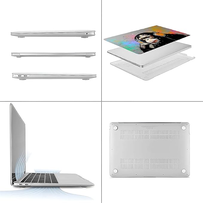 Compatible with 15 Inch MacBook Air A2941 M2 2023, Music Monkey with Headphone Hard Plastic Shell Cover Case