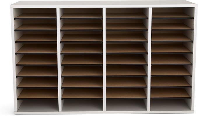 Safco Wooden Paper and Mail Organizer for Home Office and Classroom, Adjustable Shelves and Stackable