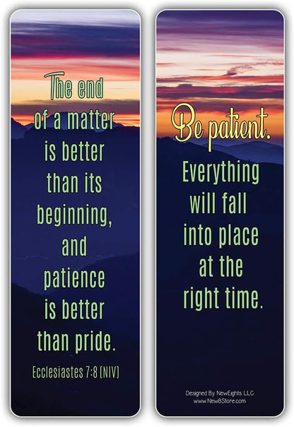 NewEights Famous Verses and Quotes on Patience Bookmarks (12-Pack) – Daily Motivational Card Set – Epic Collection Set Book Page Clippers – Cool Gifts for Men, Women – Bible Verses Sayings