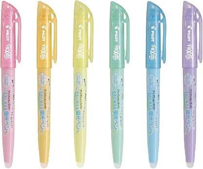 Pilot Frixion Light Soft Color Erasable Highlighter Pen, 6 Color Set (SFL-60SL-6CS)