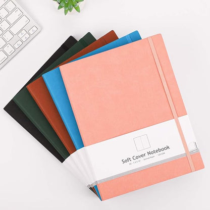 AHGXG Bullet Dotted Journal 2 Pack - B5 Large Journal Dot Grid Notebook (7.6'' X 10'') with Thick 120gsm Dot Paper, Soft Leather Cover, Total 384 Pages, Inner Pocket - BlackBlue