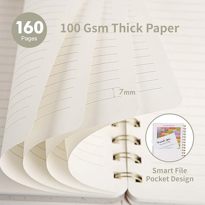 Lined Spiral Notebook College Ruled A5 Journal Book for Note Taking, 160 Pages Writing Journal for Office and Home School Supplies 5.75x8.125 inch - LightGrey