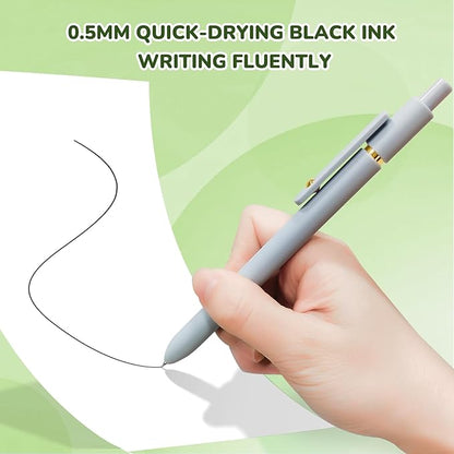 UIXJODO Gel Pens, 6 Pcs Black Ink Pens for Women, 0.5mm Fine Point Smooth Writing Pens, High-End Series Retractable Pens for Journaling Note Taking (6 Pcs Gold Morandi)