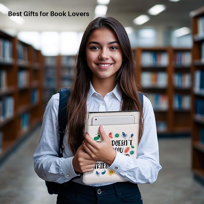 Book Themed Gifts Waterproof Book Sleeve Book Pouch Funny Reading Gifts Science Teacher Gifts for Women Sister Book Covers for Paperbacks Book Accessories Book Protector with Zipper and Front Pocket