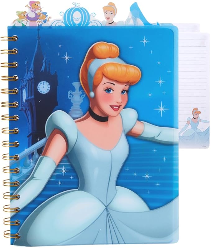 Innovative Designs Disney Cinderella Tab Journal Notebook, Spiral Bound, 96 Lined Pages, 8 x 7 inches