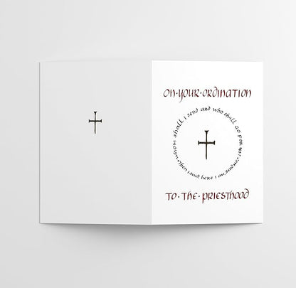 M Market On Mainstreet Christian Ordination Card w/Envelope, 5x7 inches, Made in the USA (Calligraphy Priest, Single Card)