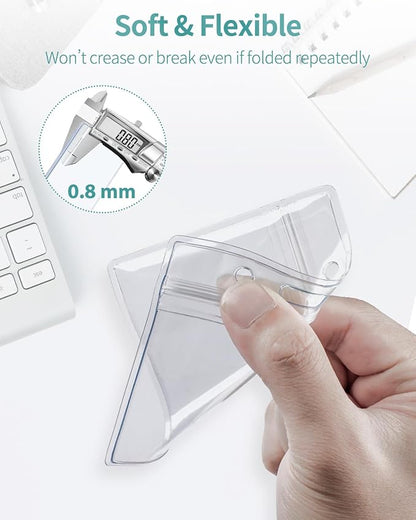 Uniclife 2 Pack Badge Holder Horizontal Clear Plastic Case with Retractable Badge Reel Carabiner Clip Soft Waterproof Card Protector for IDs Credit Cards Proximity Cards Driver’s Licenses and Passes