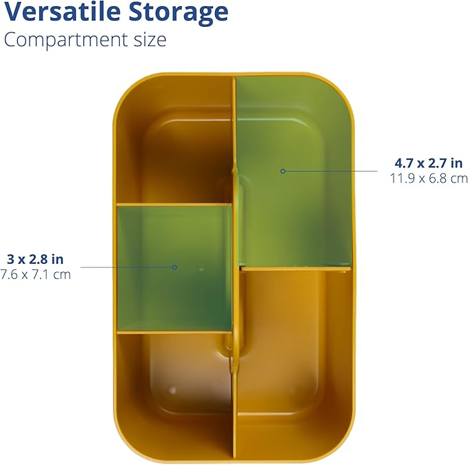 BLUE GINKGO Stackable Organizer Caddy – Korean-Made Portable Tote for Bathroom, Office, Crafts, or School Supplies (Rectangle, Yellow)