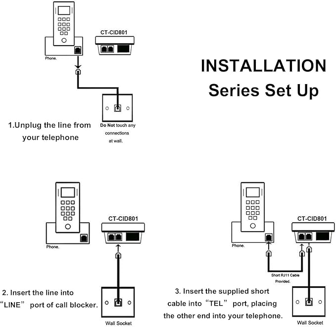 Call Blocker for landline Phones, Caller id Box Landline Device with Blacklist, Simply Block All Unwanted Calls, Robocalls, Incoming Calls and Nuisance Calls by Pressing One Button, Black