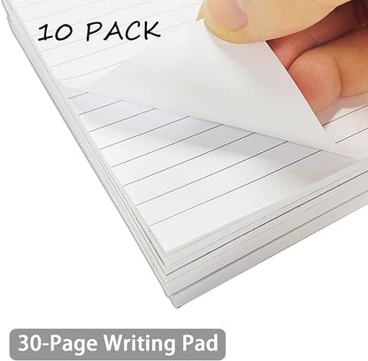10 Pcs Note Pads Refills 3 x 5 inches Memo Small Notebook Writing Pads with 30 Sheets Each Pad College Ruled Lined Paper NotePads White