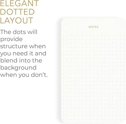 Elegant Desk Notepads for Professionals, Executive's Memo Pads, Minimalist, Gold Foiled, Dotted Layout, 3 Pack, 225 Sheets Total (75 Each), 6.3" x 3.9”, 80 GSM, Eco-friendly, FSC™ Certified Small Notepad