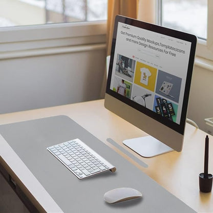 Boutilon Leather Desk Pad 24"x 14" Non-Slip Mouse Pad,Office Desk Mat,Waterprooft PU Leather Desk Blotter,Desk Pad Protector,Desk Writing Pad for Home Office Decor (S-Grey)