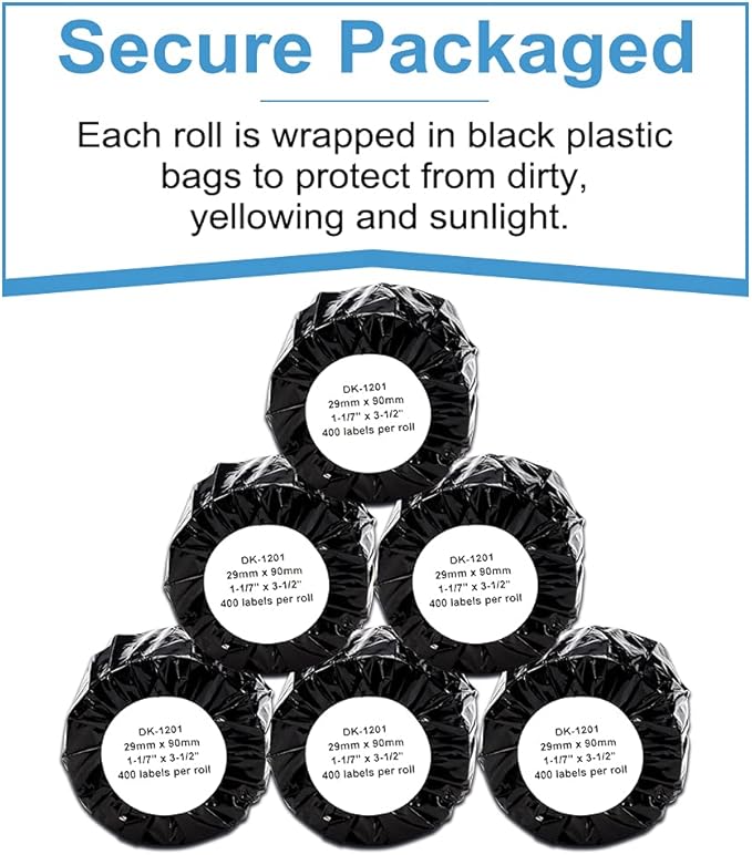 COLORWING 12 Rolls Replace Brother QL-800 Address Label DK-1201 (1.1" x 3.5") for QL-810W QL-710W Label Printer, Die-Cut 29mm x 90mm DK Label, Barcode & All Purpose Label, 1 Frame