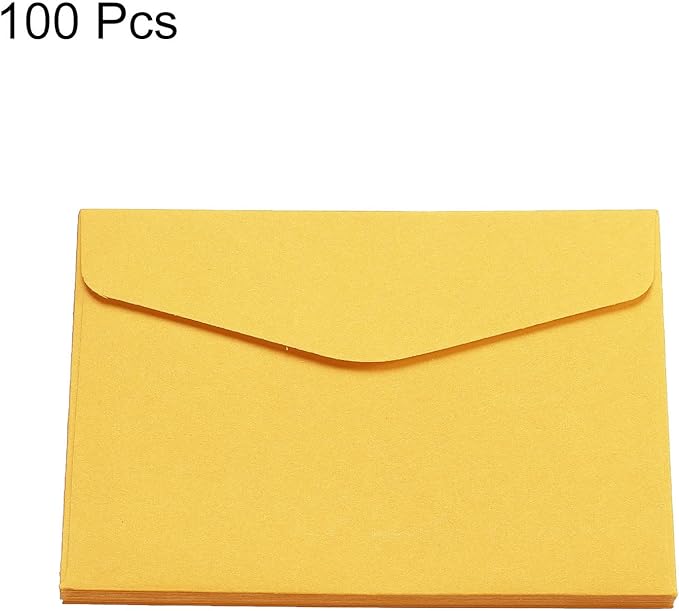 PATIKIL Mini Envelopes, 100 Pack Paper Blank Small Items Storage Business Card Holder for Greeting Note Party, Yellow
