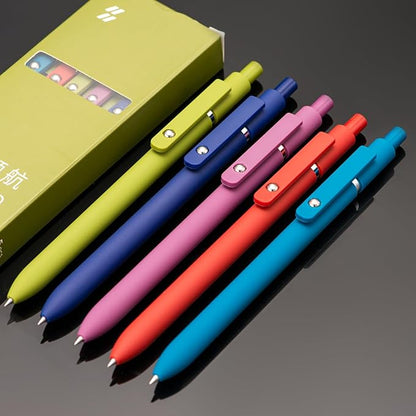 5PCS Assorted Colors Retractable Gel Pens Set, Quick Dry Black Ink Fine Point Roller Ball Gel Ink Pen for Smooth Writing (Vintage Color)