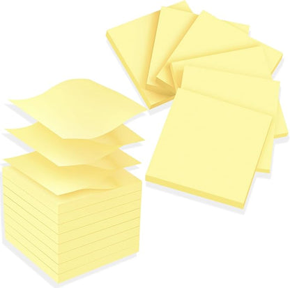 (24 Pads) Pop Up Sticky Notes 3x3 Refills, Canary Yellow Strong Adhesive Post, Suitable for Home, Office, School, Clean Removal