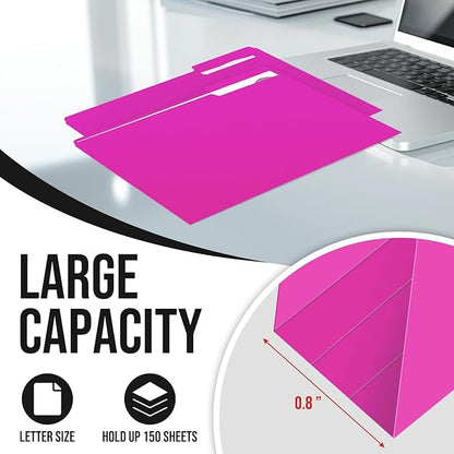 File Folders,IntoJoy 120 Pack Colored File Folder Letter Size, 1/3 Cut Tab Filing Folders for Office School Business File Document Organization,Pink