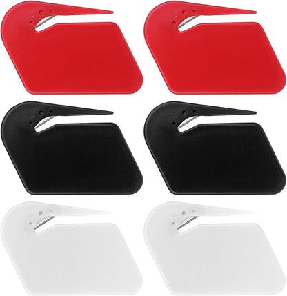 6 Pcs Letter Opener Envelope Slitter Plastic Mail Opener Blade with Safety Concealed Razor Blade Guiding Tip for Clear Cut Package Paper Cut Wrapping Office Home Business