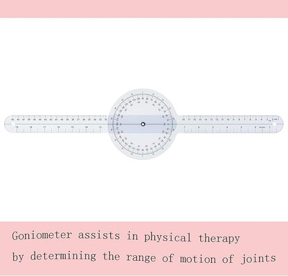 Goniometer 12 inch 360° Clear Protractor Physical Therapy, for Medical Range of Motion Measurement Angle Ruler and Protractors Bulk for Classroom