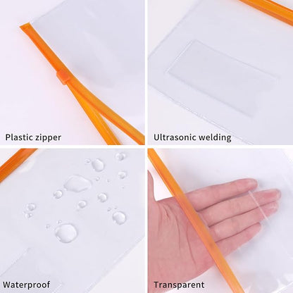 EOOUT 32pcs Poly Zip Envelope, Reusable Envelopes, Pencil Case Bulk, Bill Bag, 9'' x 4.7'', A6 Size, 10 Colors, for Cash School and Office Supplies