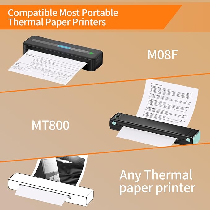 Thermal Printer Paper 8.5” x 11”, US Letter Thermal Papers, Continuous Thermal Printer Paper, Multipurpose Thermal Paper for Portable Thermal Printers,JADENS/Itari M08F Printers,200 Sheet.