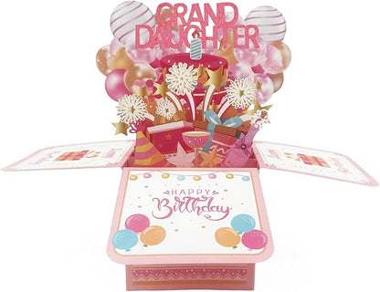 Asmallgf Great Birthday Gifts Card for Granddaughter Adult Kid, Happy Birthday Popup Card from Grandma Grandpa, Money Box from Nana