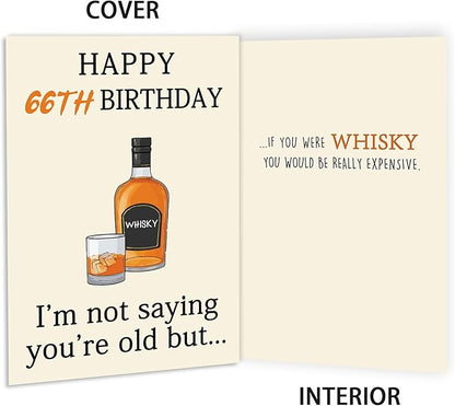 Funny Whiskey 66th Birthday Card, 66th Birthday Gifts for Men Women, Unique 66th Birthday Decorations for Him Her, Happy 66 Year Old Birthday Card Gifts for Husband Wife