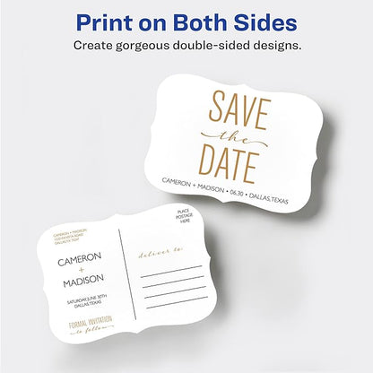 Avery Postcards with Flourish Edges and Sure Feed Technology, 3.5" x 5", Matte White, 100 Cards Total, Laser/Inkjet Printable Cards (5627)