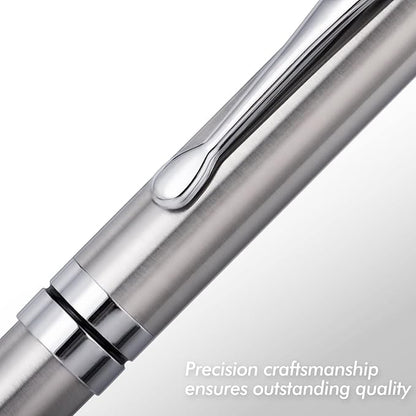 BEILUNER Silver Ballpoint Pens, Stainless Steel Body, Smooth Writing Experience, Dishwasher Safe, Gift Box with Extra Refill