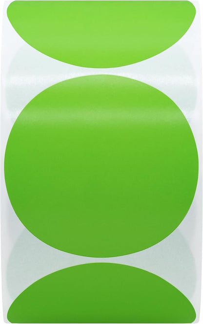 Hybsk 2 inch Circle Color Direct Thermal Stickers Shipping Labels for Barcodes,Name Tag,DIY Logo Design,QR Code,Inventory– Compatible with Zebra,Rollo,Munbyn,and More-750 pcs (2 inch,Green)