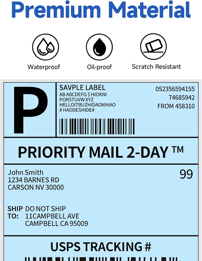 Phomemo 4X6'' Thermal Shipping Label- Pack of 500 4x6 Fan-Fold Label for Shipping Labels, Address, Mail, Product Logo Labels, Commercial Grade, Blue