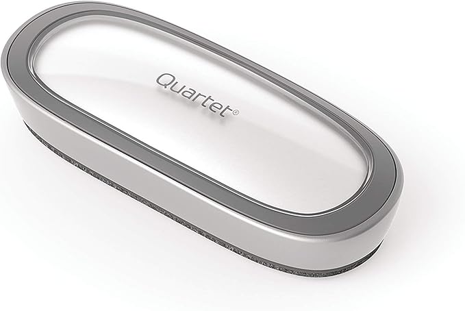 Quartet White Board Dry Erase Board Eraser, 6" x 2-3/8", Premium Max Clean for Dry Erase Markers, Includes Magnetic Caddy Holder, Home School Supplies & Home Office Accessories, Silver (DFEB5)