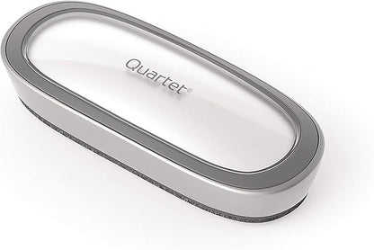 Quartet White Board Dry Erase Board Eraser, 6" x 2-3/8", Premium Max Clean for Dry Erase Markers, Includes Magnetic Caddy Holder, Home School Supplies & Home Office Accessories, Silver (DFEB5)