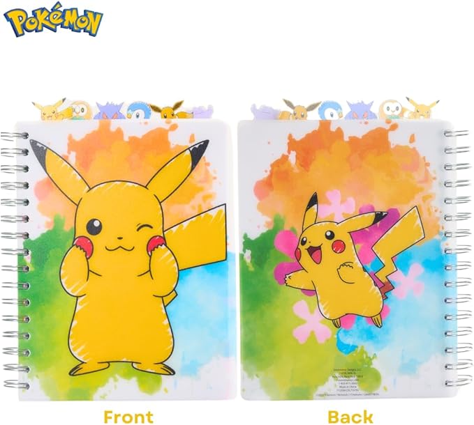 Innovative Designs Pokémon Tab Journal Notebook for Kids, Spiral Bound, 144 Lined Pages, 8 x 7 inches