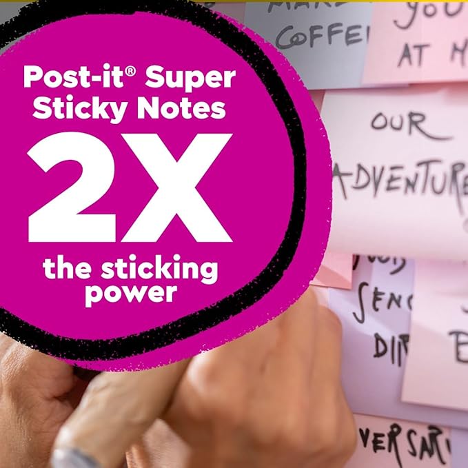 Post-it Super Sticky 100% Recycled Pop-up Notes, 3 in. x 3 in., 70 Sheets, 6 Pads, Wanderlust Collection, School Supplies and Office Products