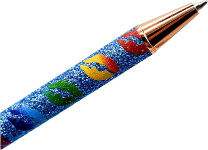 9 PCS Sparkle Glitter Heart Pens - Metal Daisy Flower Wedding Retractable Ballpoint Pens with Lip Print, Perfect for Women, Ladies, School, Party, Office, Valentine's Day, Birthday