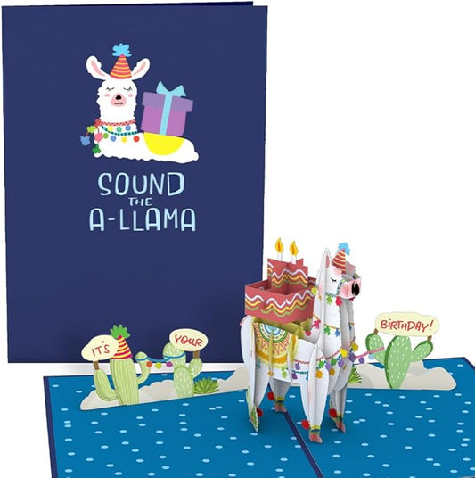 Lovepop Birthday Pop-Up Card for Her, Him, Men, Women - 3D Animal Greeting Cards - Sound The A-Llama - 5" x 7" - Blank Notecard & Envelope Included